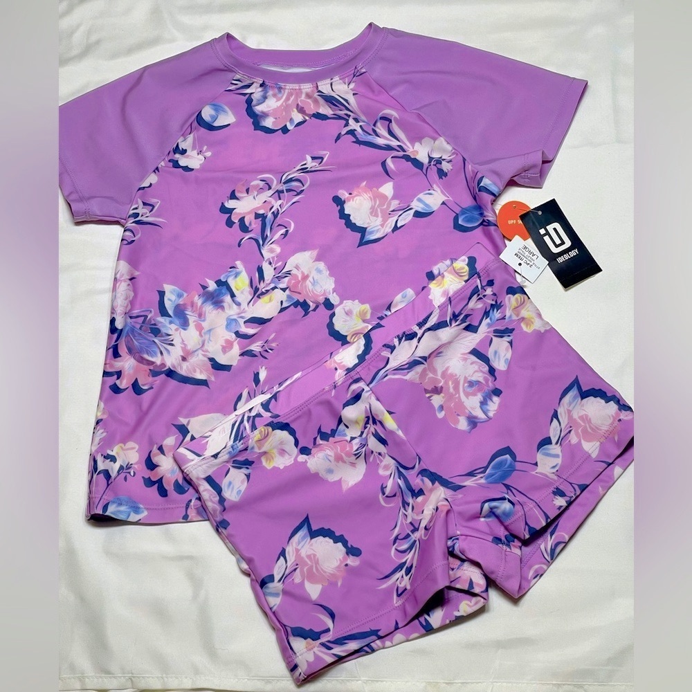Purple Floral Kids Swim Set